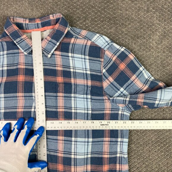 Fat Face Flannel Shirt Men's Large Plaid Check Cotton Iced Blue Pink Button Up - Picture 11 of 16